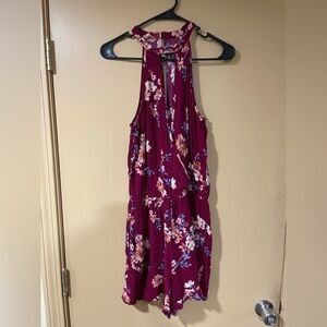 🎈3/$20 American Eagle Outfitters Floral Romper - Burgundy and Pink